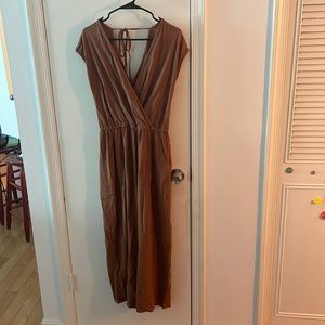 Brown linen romper